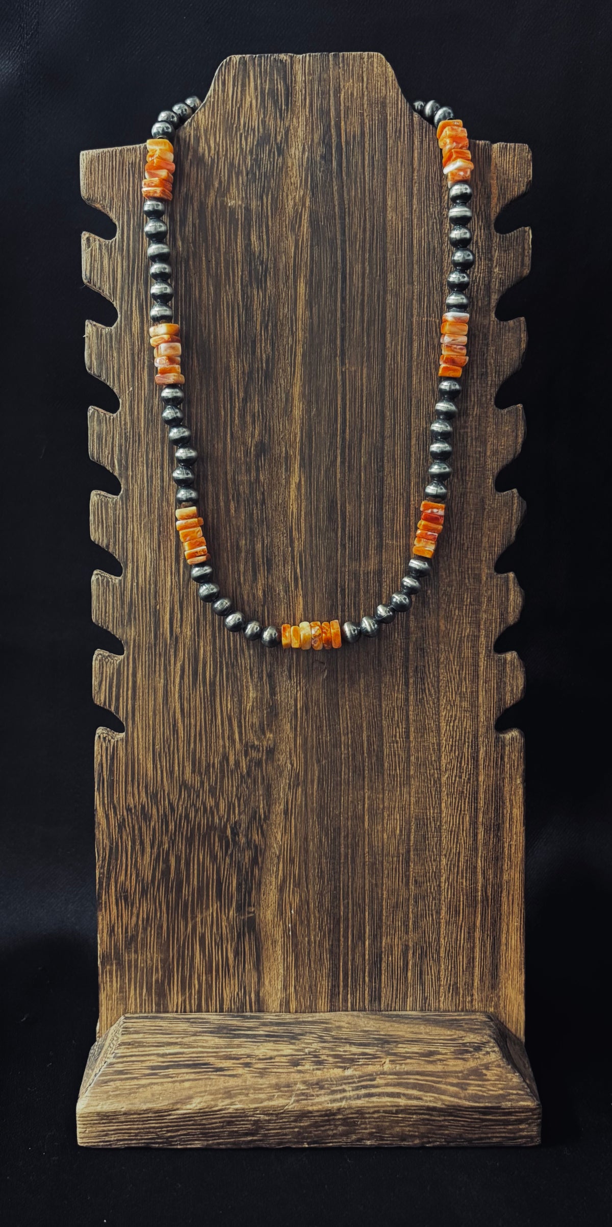 Silver Plated / Orange Stone Necklace