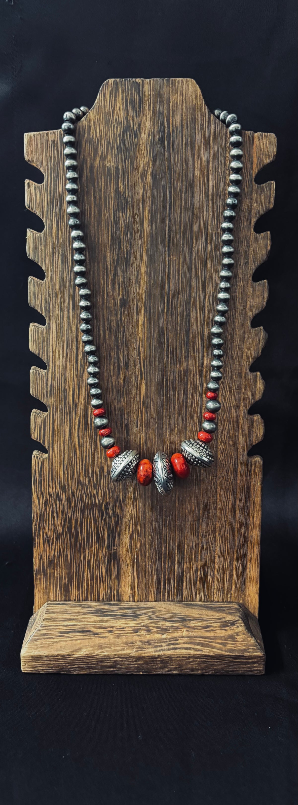 Red Cowgirl Stone Bell Ring Necklace