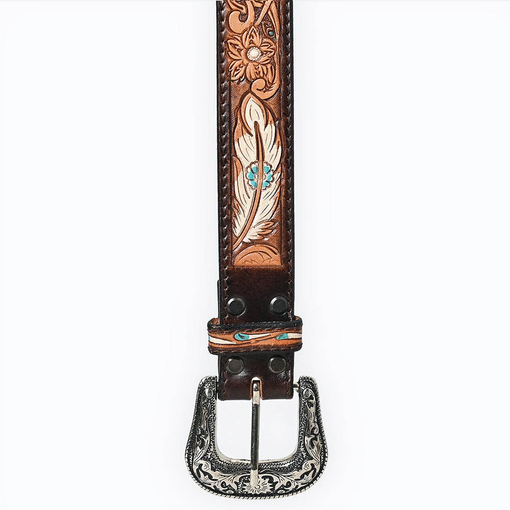 Belt with feathers
