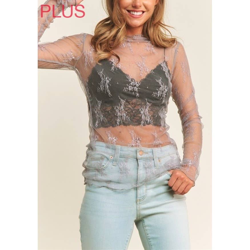 PLUS SIZE MESH TOP