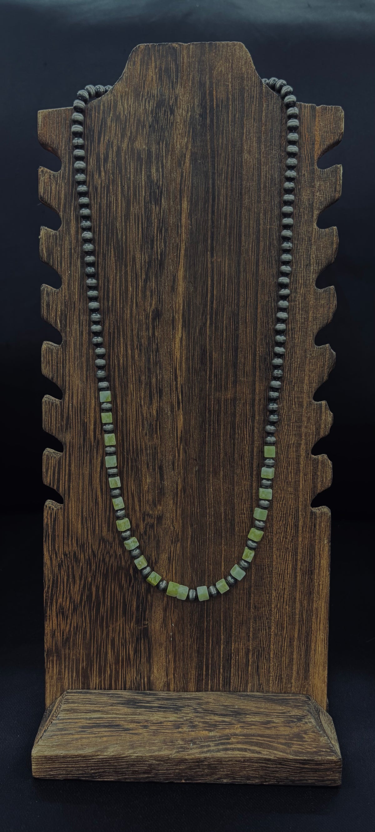 6mm lime green w sliver beads