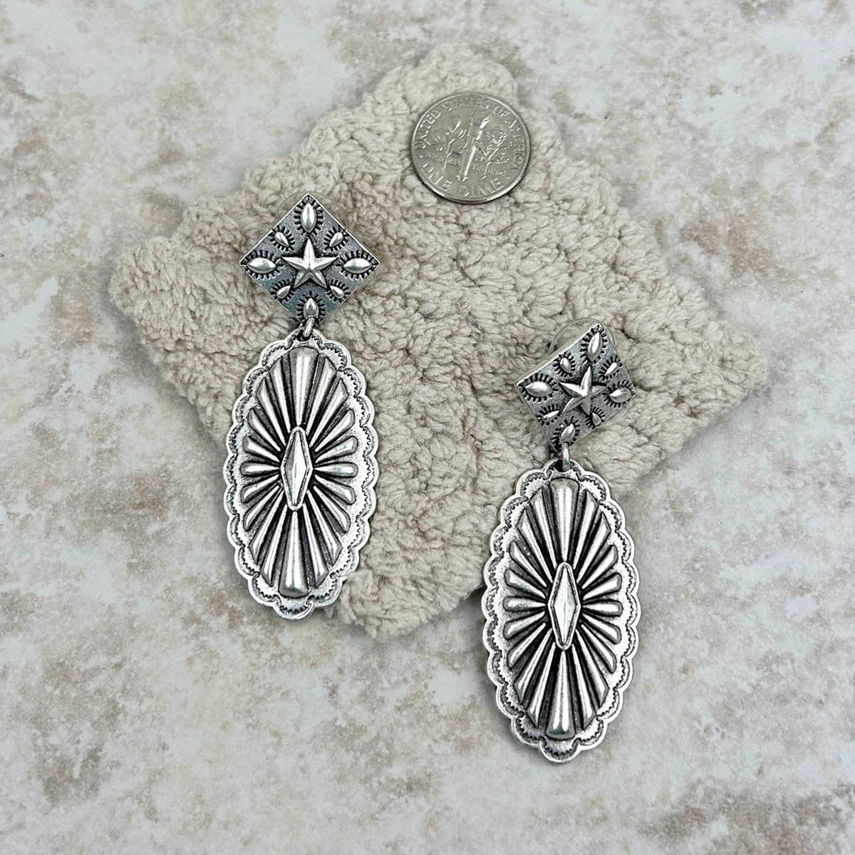 Silver metal concho Earrings