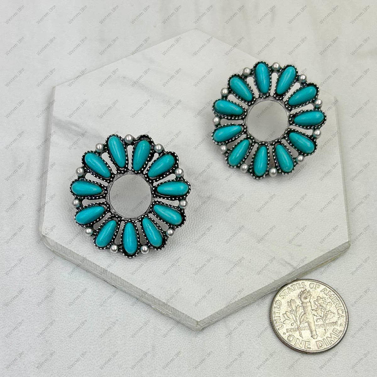 Silver metal with blue turquoise stone Earrings