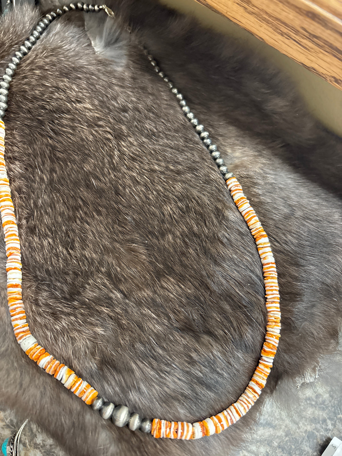 Silver w/ Orange Pearls
