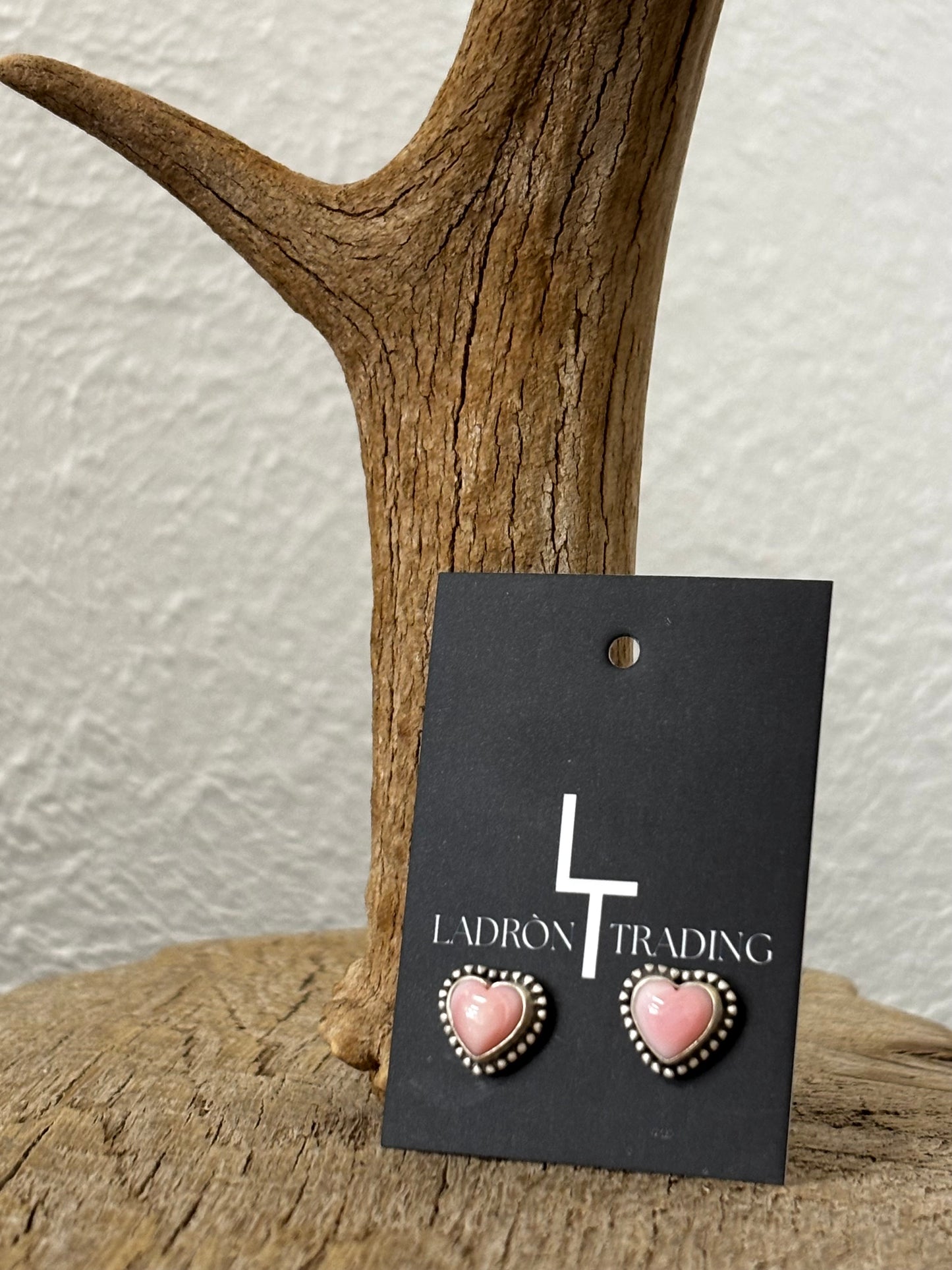 Heart Pink Conch stud earrings