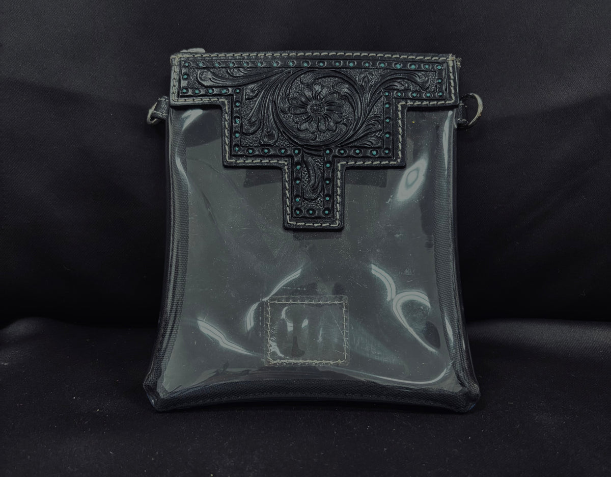 SMALL Hand Tooled Clear bag