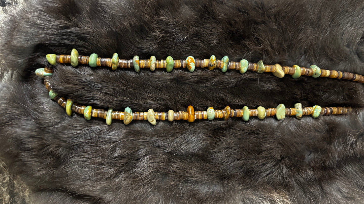 Turquoise And Brown Beaded Necklace