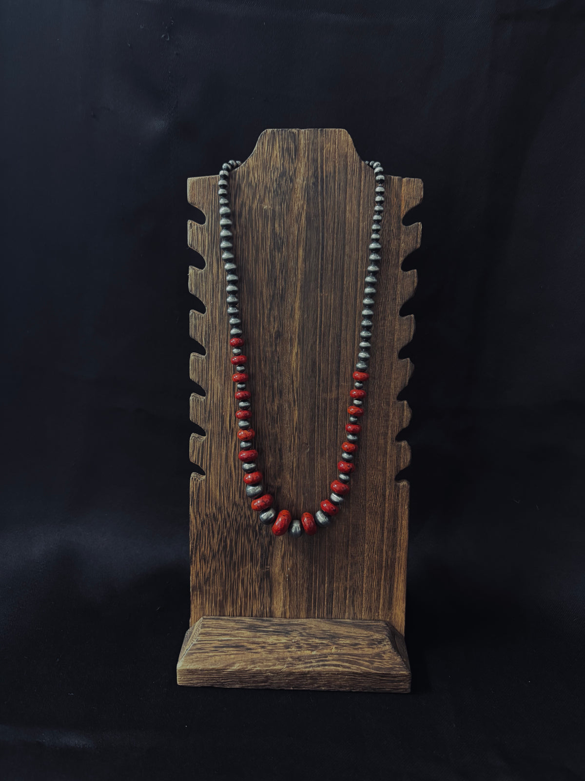 Red Stone / Silver Plated Pearl Necklace