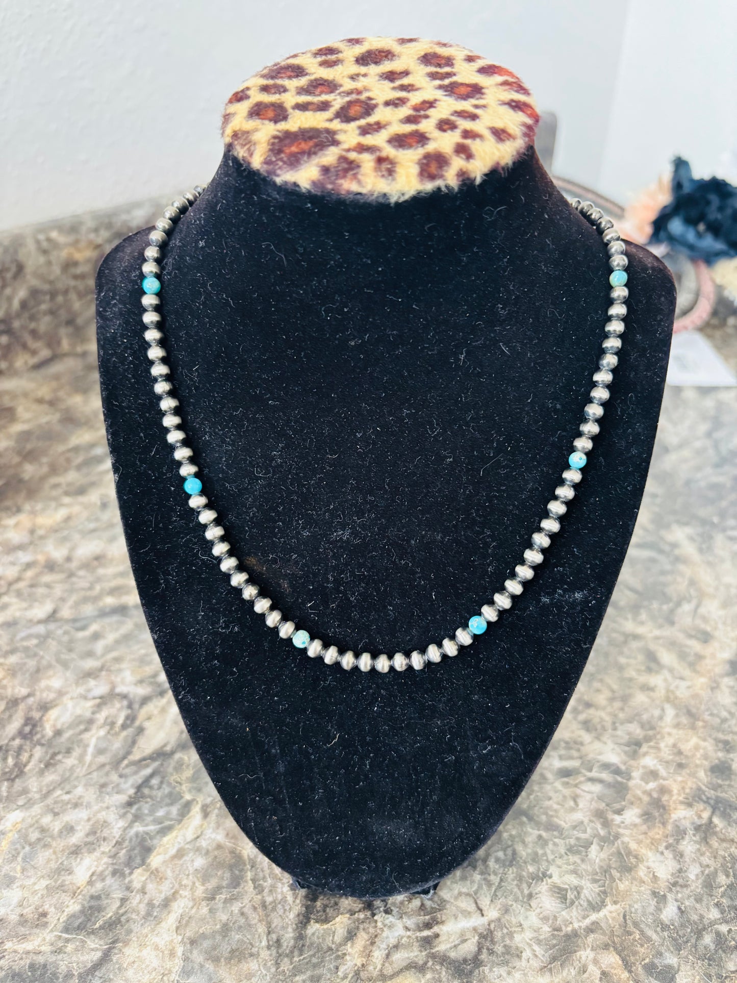5 mm silver w turquoise
