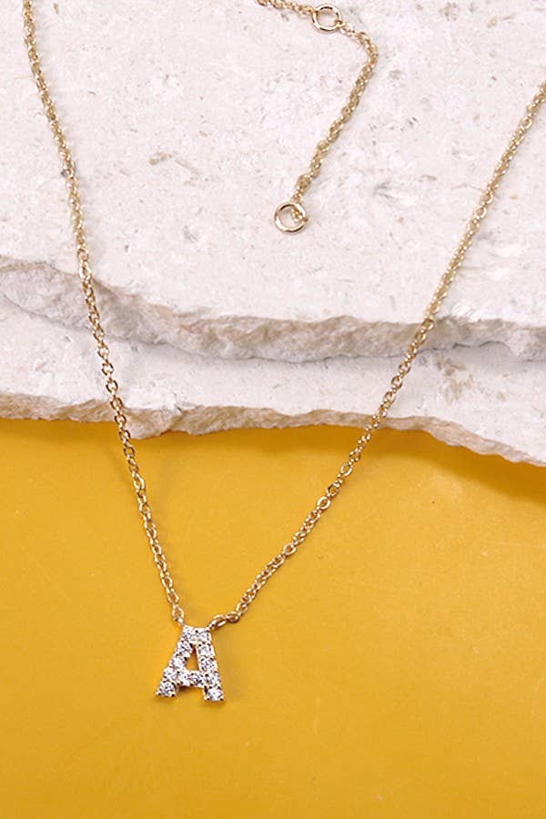 RHINESTONE INITIAL NECKLACE