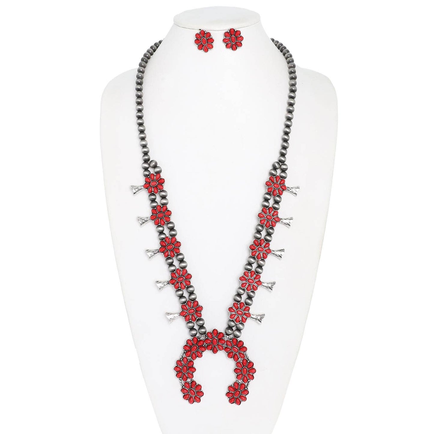 Floral Beaded Necklace Set