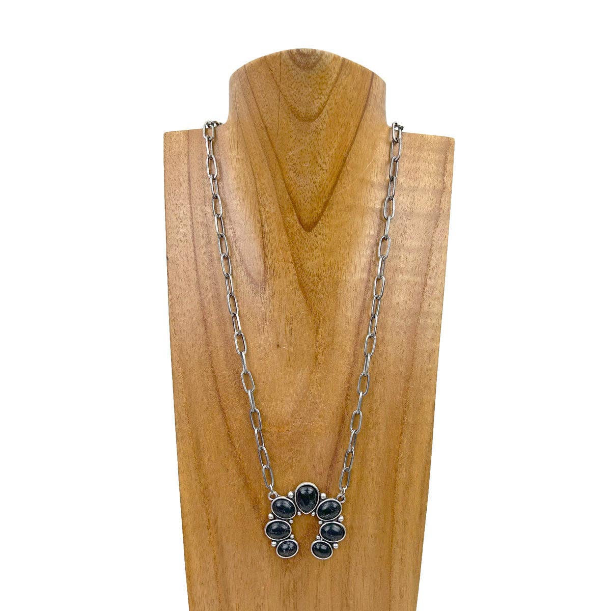 BLACK 22” horseshoe pendent Necklace