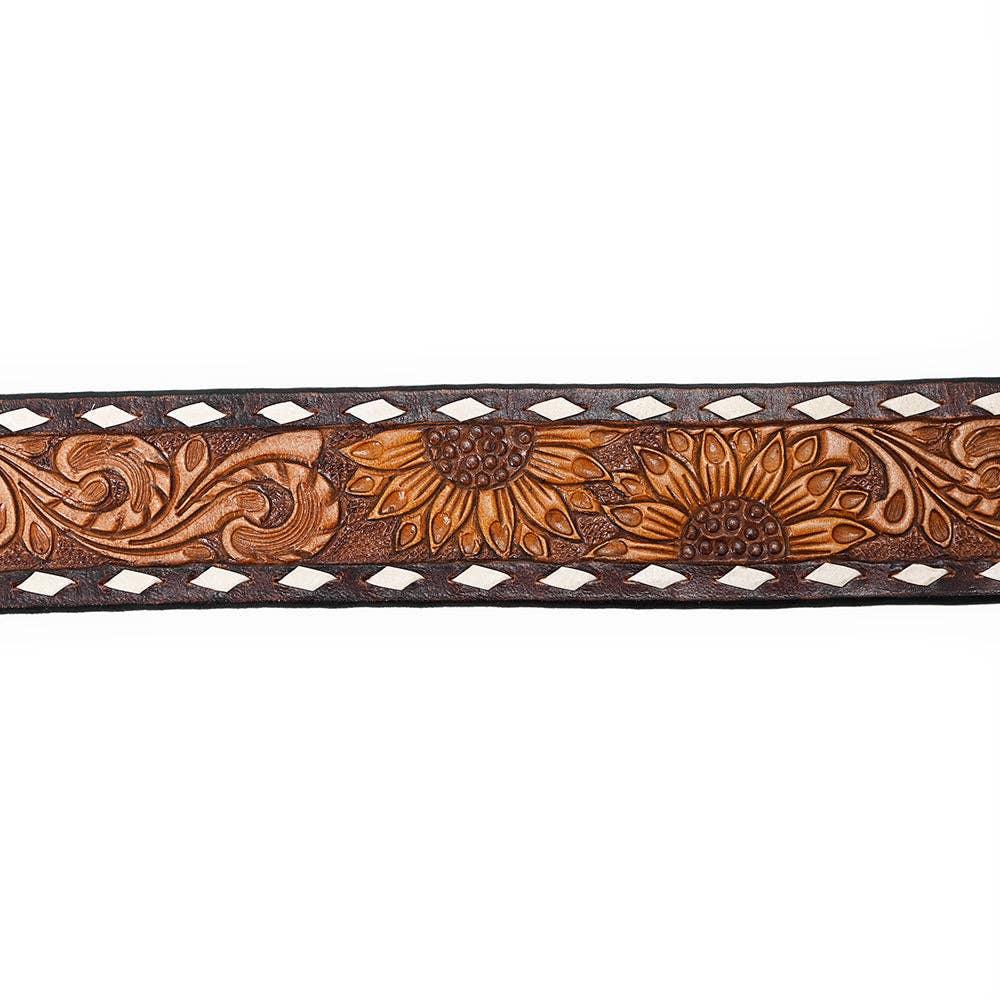 Sunflower Floral Design with Tooled Buckle