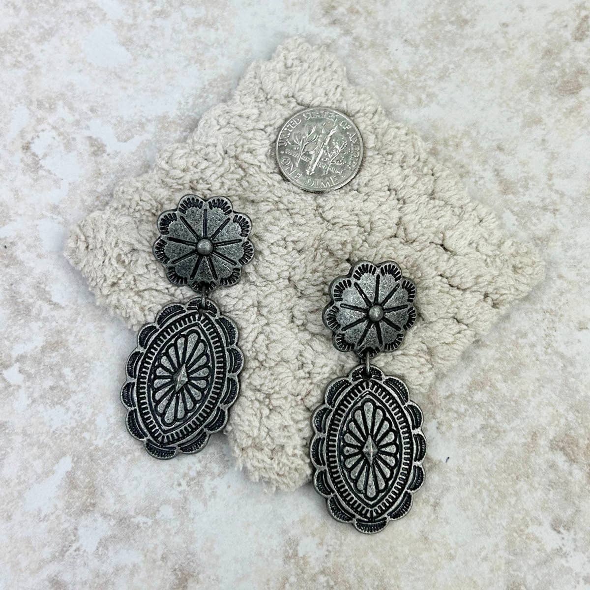 Antique oval concho Earrings