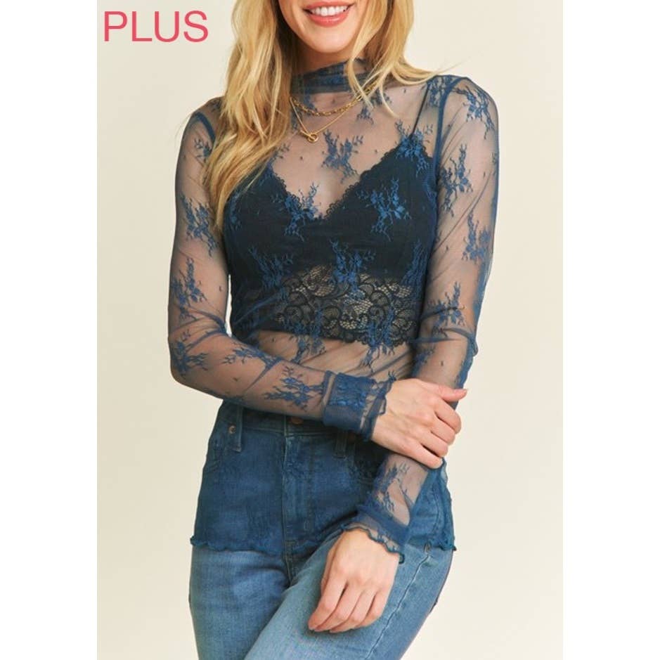 PLUS SIZE MESH TOP