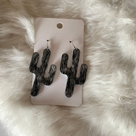 Cactus cowhide earrings