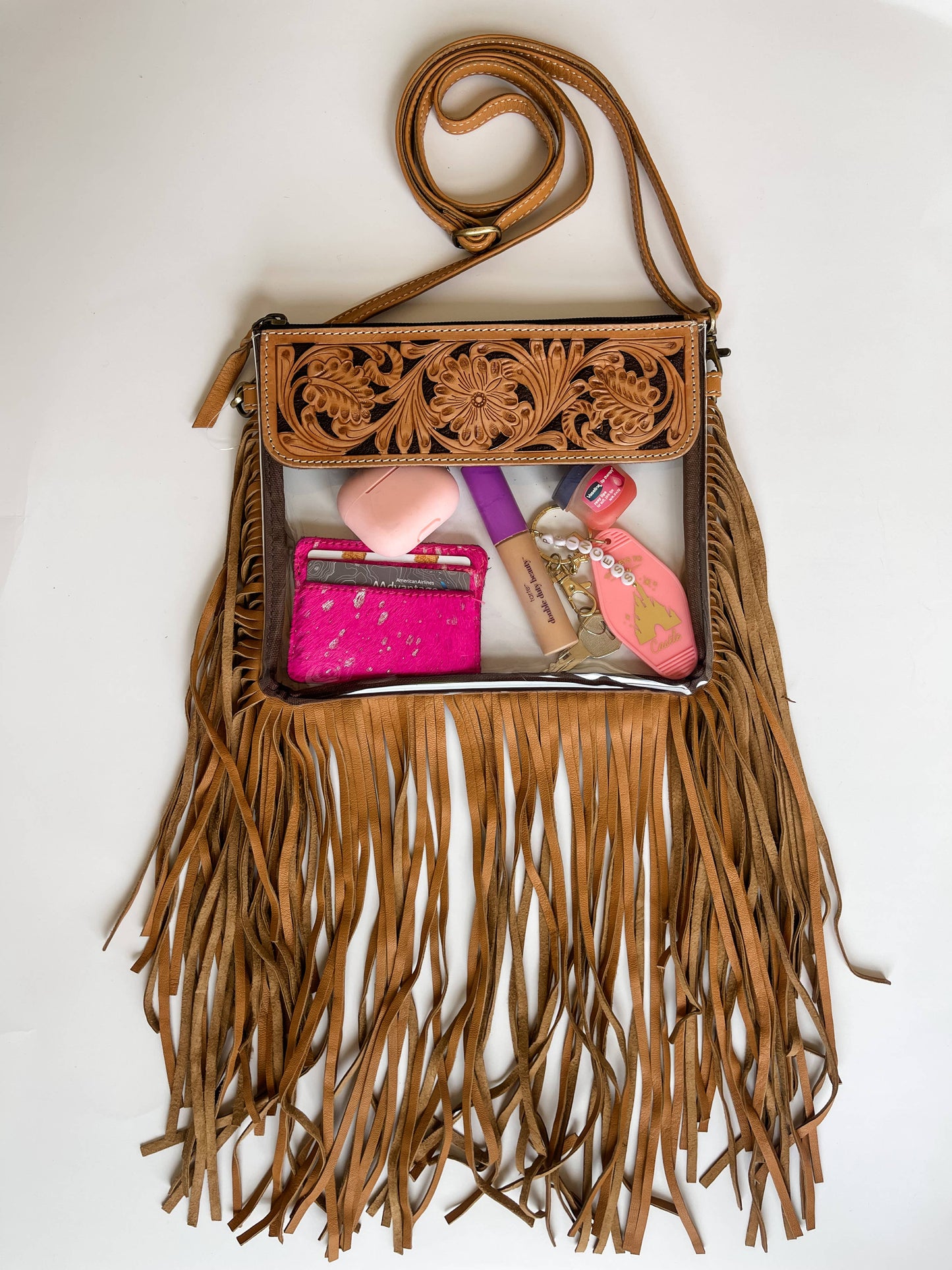 Hand Tooled Clear purse