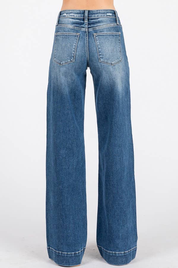Mid rise wide leg jeans