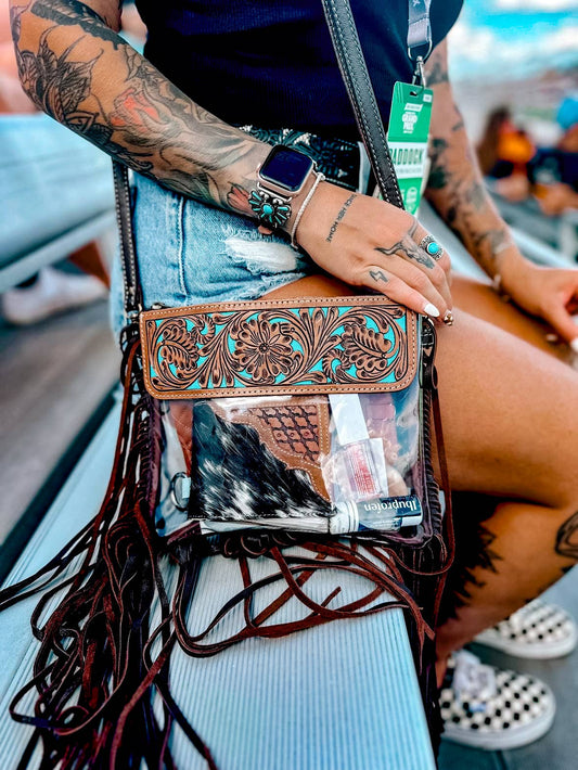 Hand Tooled Clear purse