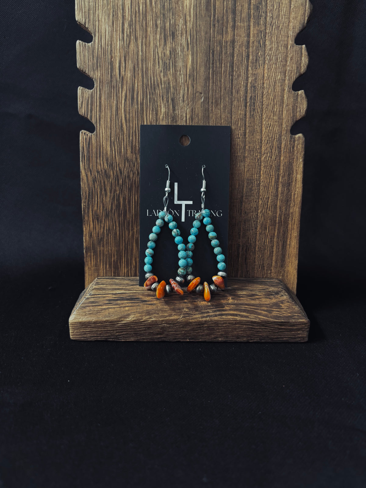 Orange Stone w/ Turquoise Stone Earrings