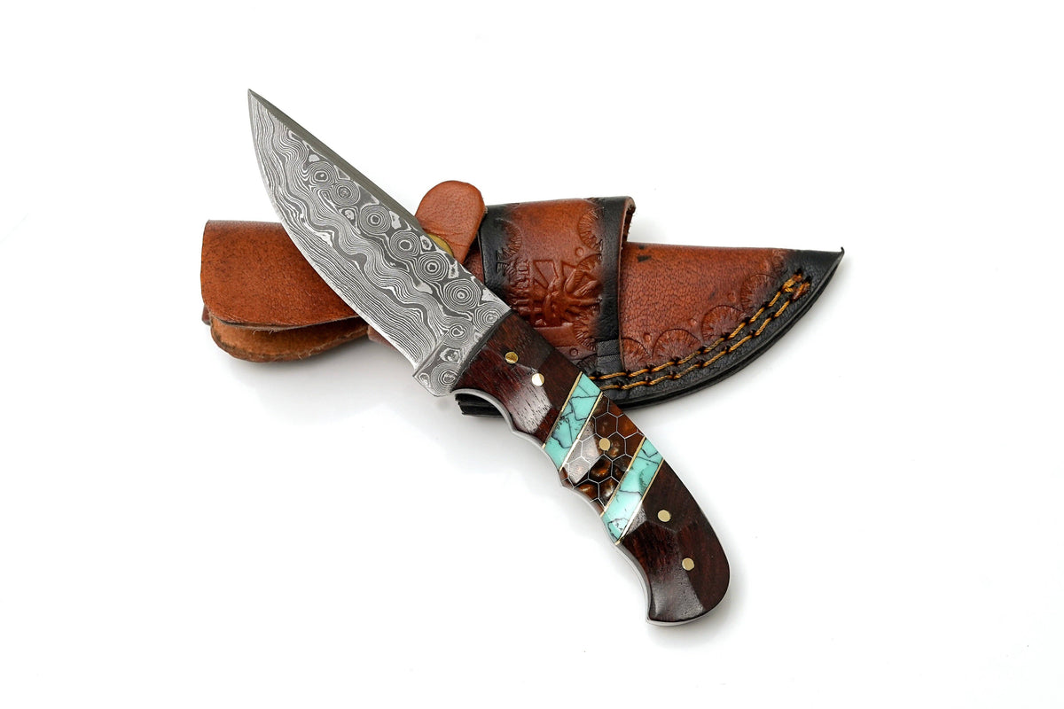 Amber Honeycomb & Turquoise Handle knife
