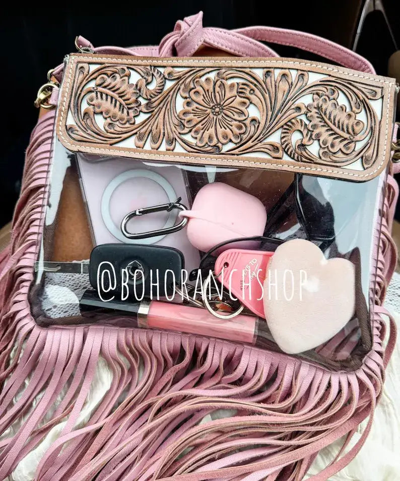 Hand Tooled Clear purse