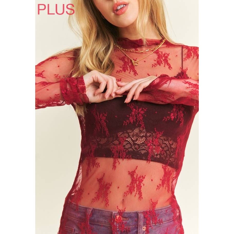PLUS SIZE MESH TOP