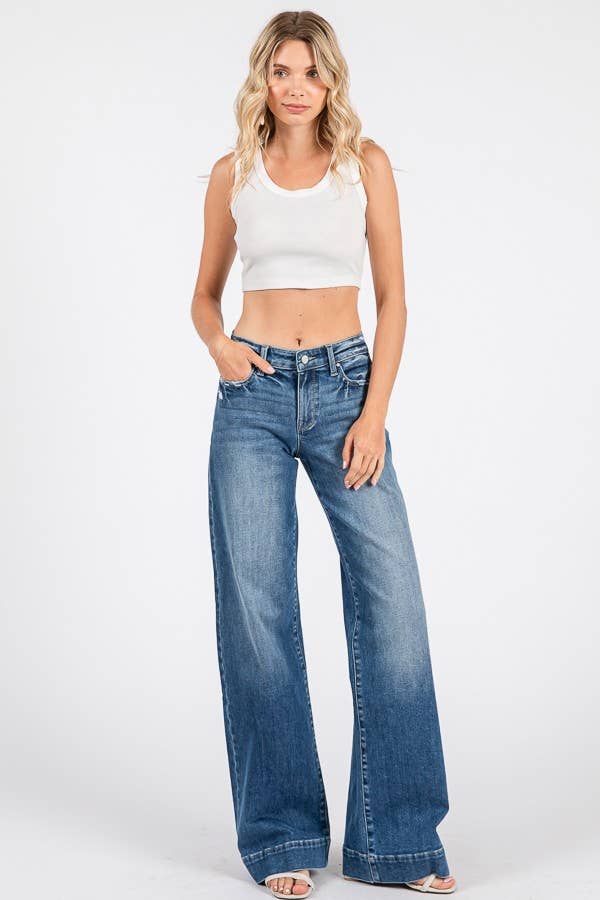 Mid rise wide leg jeans