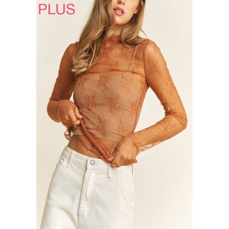 PLUS SIZE MESH TOP