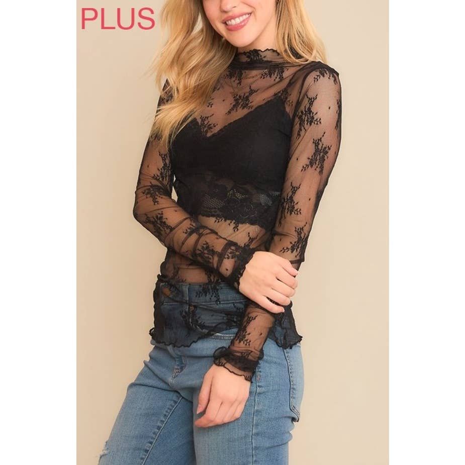 PLUS SIZE MESH TOP