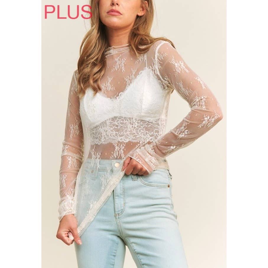 PLUS SIZE MESH TOP