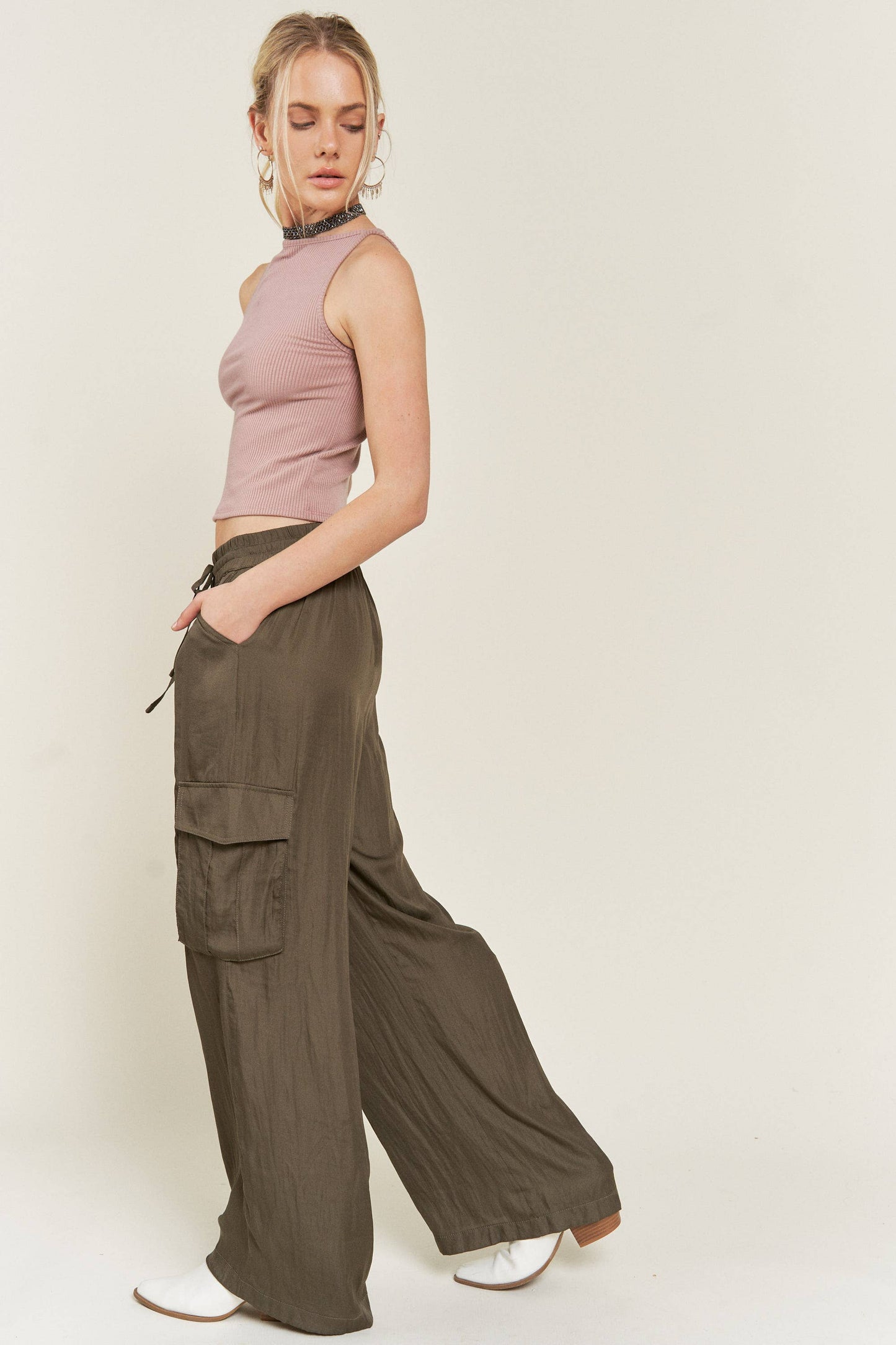 SATIN CARGO PANTS