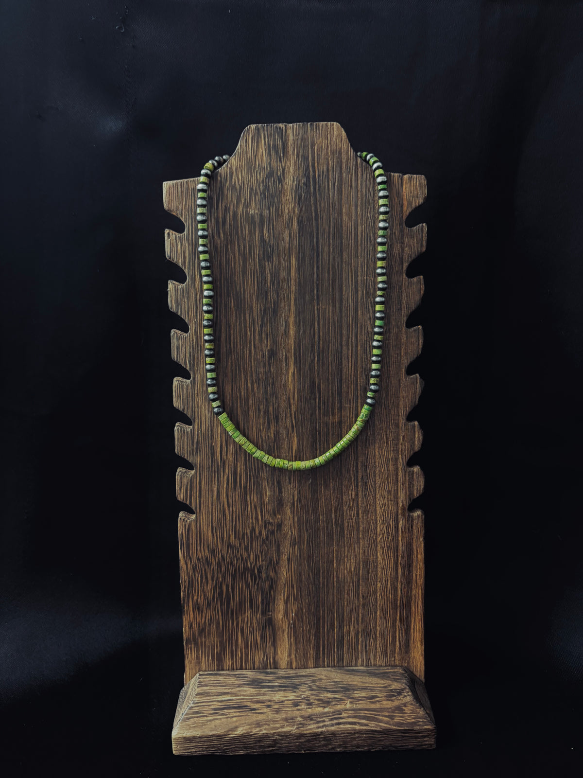 Lime Green Stone & Silver Plated Pearl Necklace