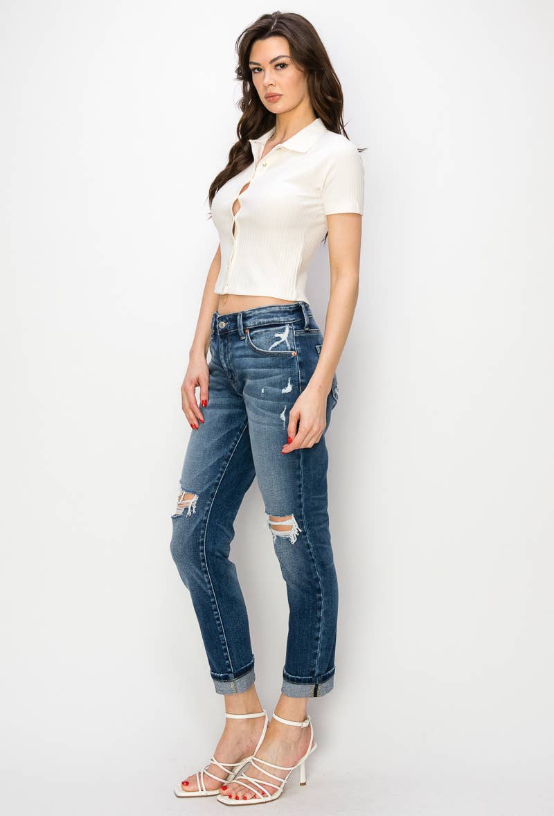 MID RISE BOYFRIEND JEANS