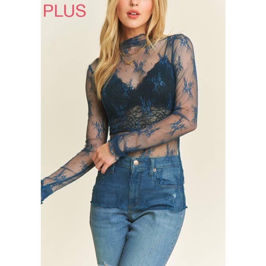 PLUS SIZE MESH TOP