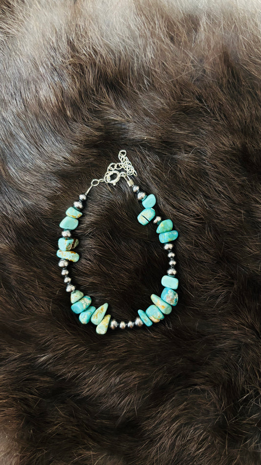 Turquoise Stone with Pearls Bracelet