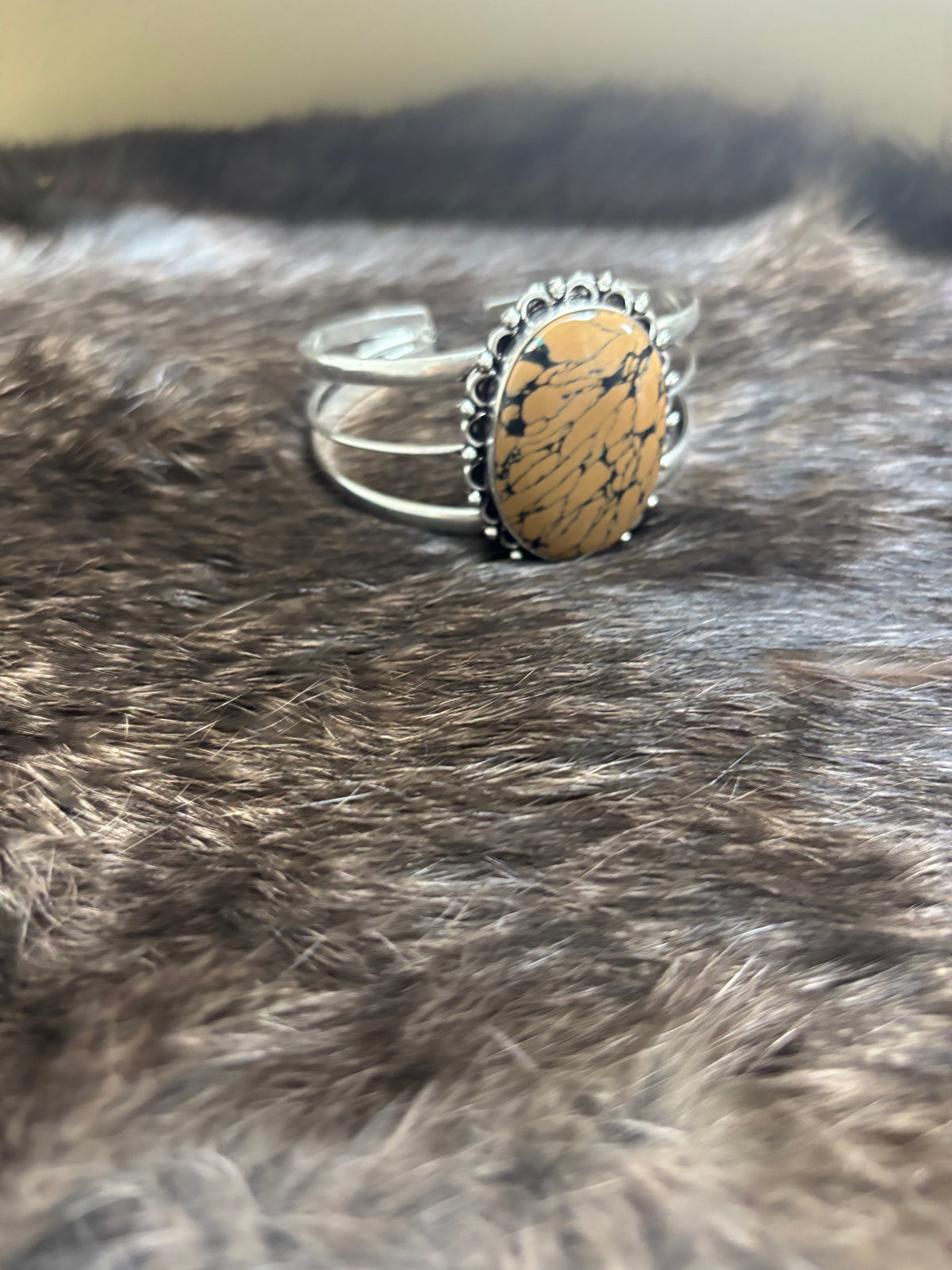 Brown Obsidian Silver Plated Bracelet