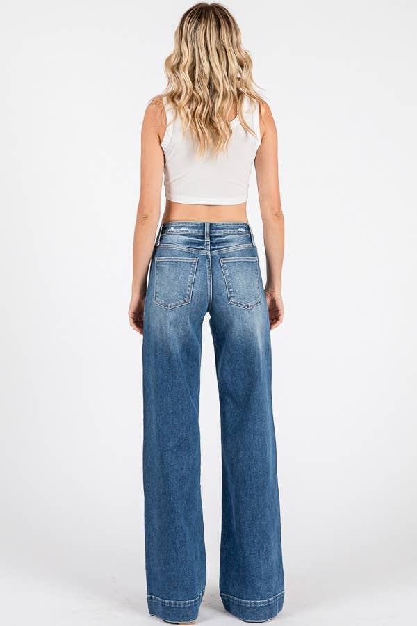 Mid rise wide leg jeans