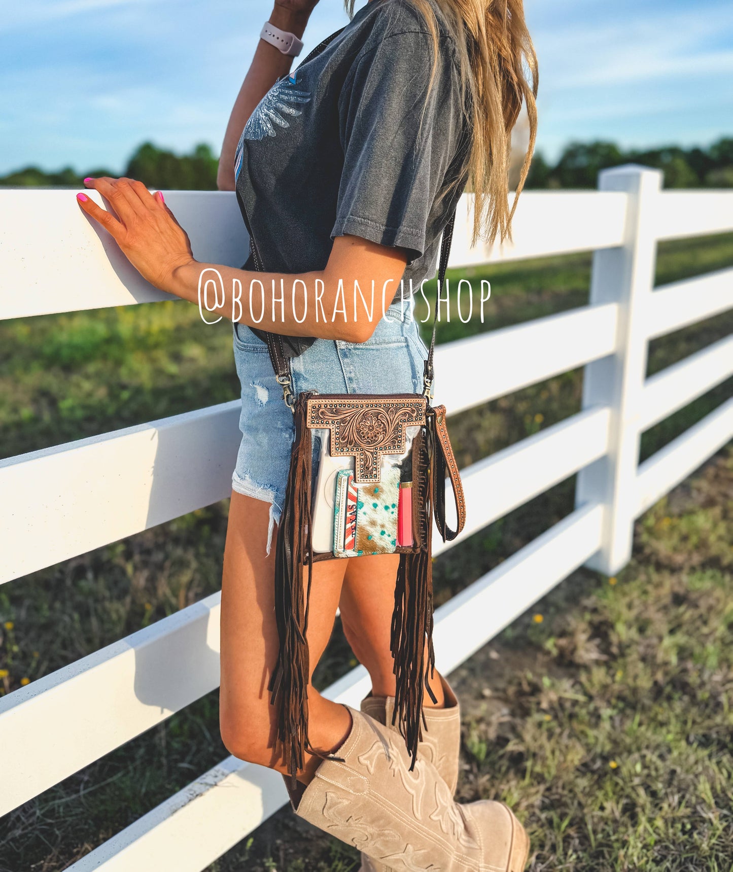 SMALL - Hand Tooled Clear Concert bag
