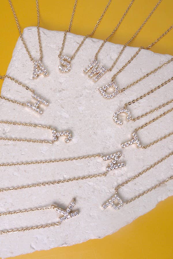RHINESTONE INITIAL NECKLACE