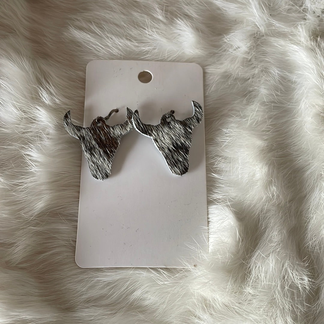 Steer head cowhide earrings