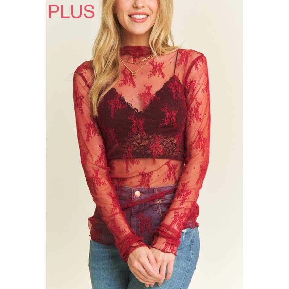 PLUS SIZE MESH TOP