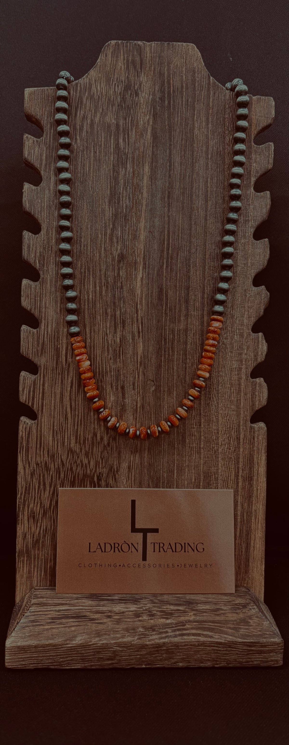 Orange & Silver Plated Pearls
