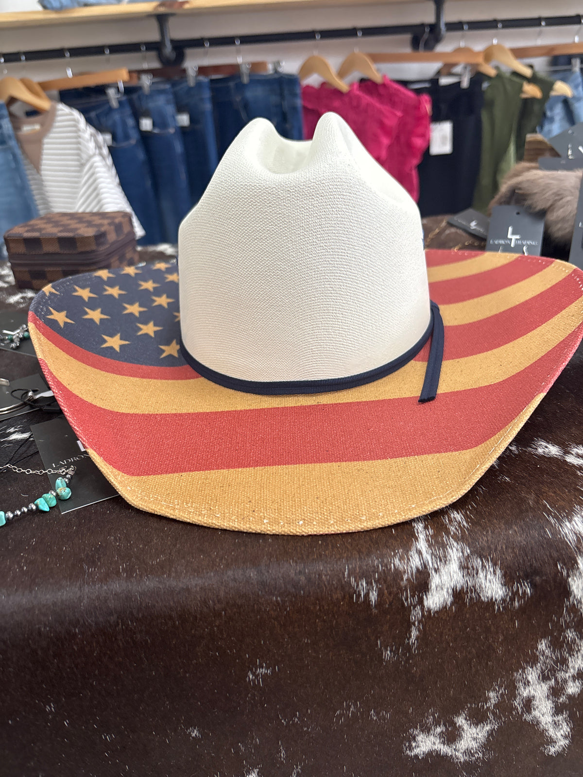 American Flag Straw Hat