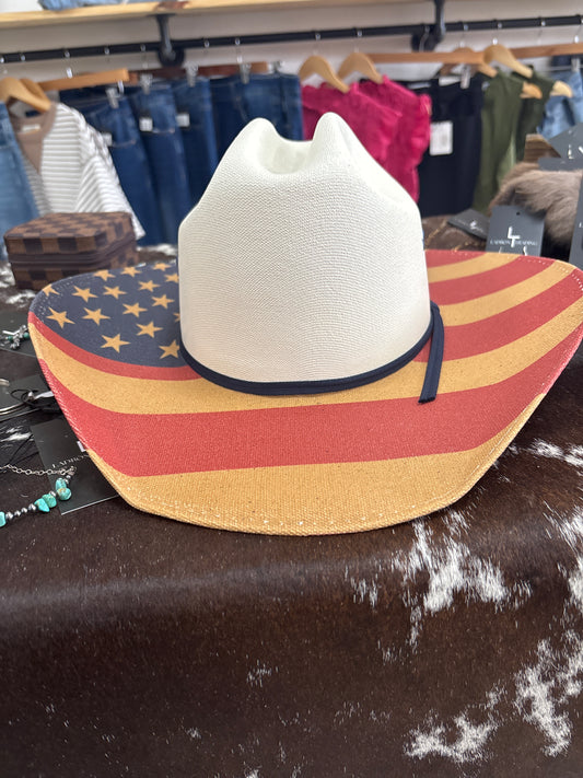 American Flag Straw Hat