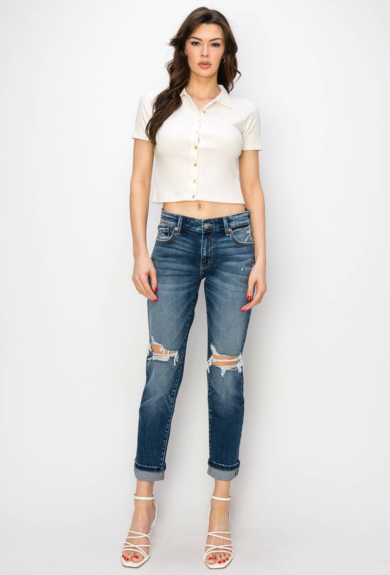 MID RISE BOYFRIEND JEANS
