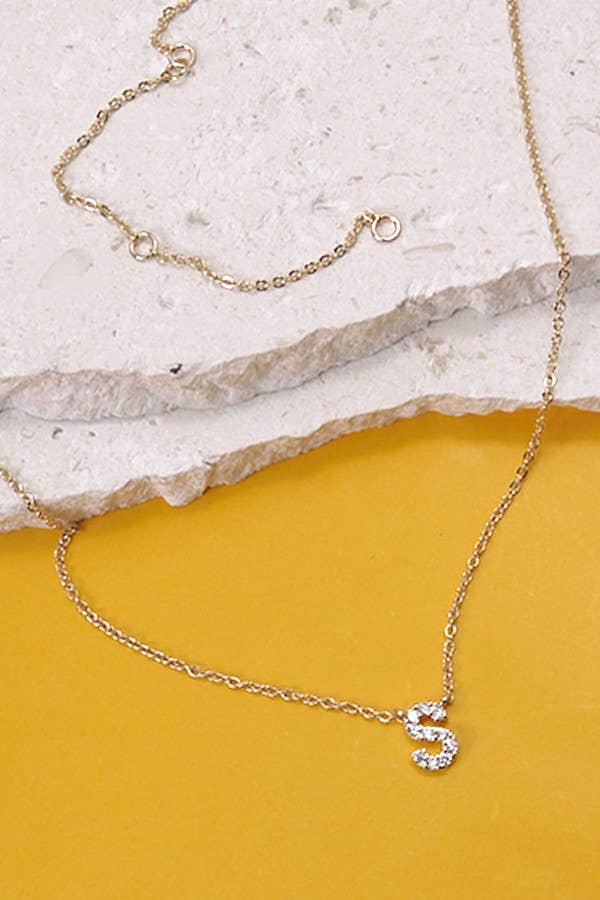 RHINESTONE INITIAL NECKLACE