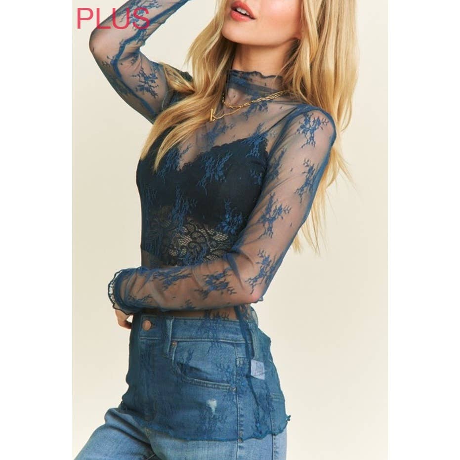 PLUS SIZE MESH TOP
