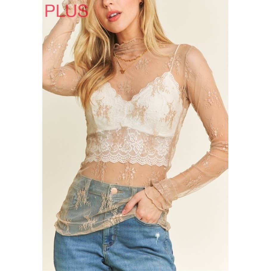 PLUS SIZE MESH TOP