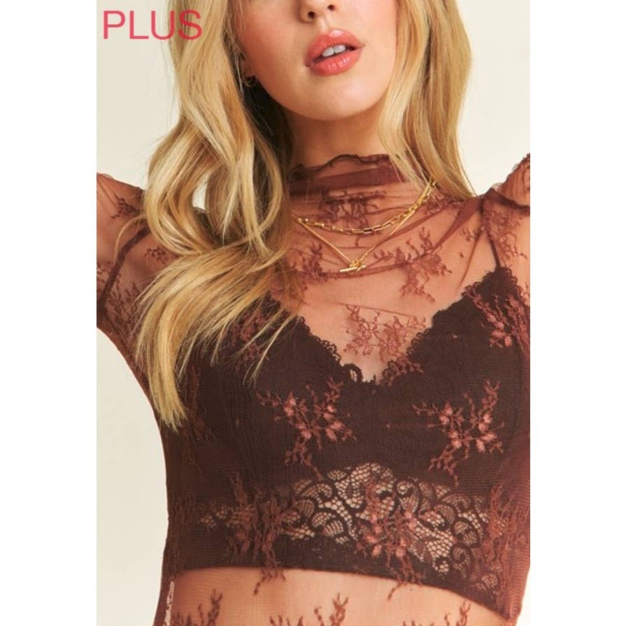 PLUS SIZE MESH TOP